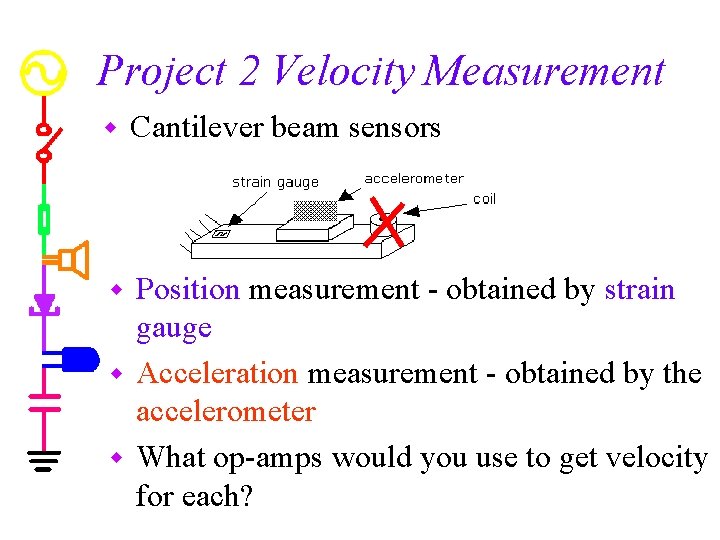 Project 2 Velocity Measurement w Cantilever beam sensors Position measurement - obtained by strain