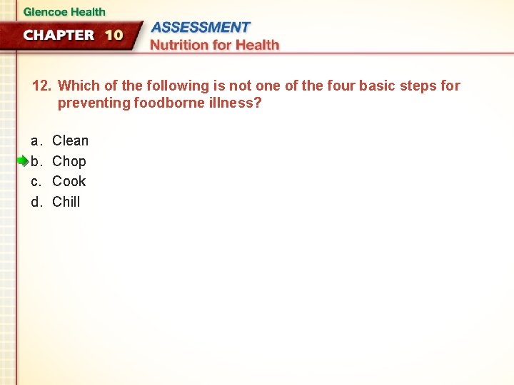 12. Which of the following is not one of the four basic steps for