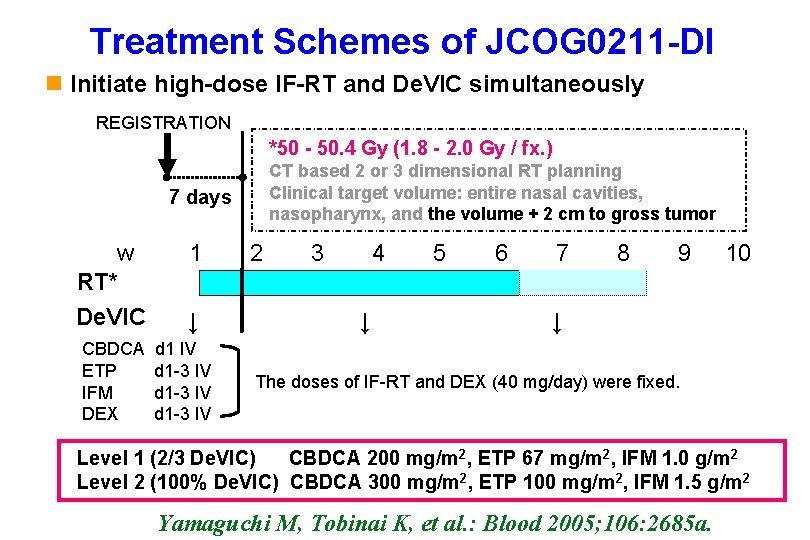 Treatment Schemes of JCOG 0211 -DI n Initiate high-dose IF-RT and De. VIC simultaneously