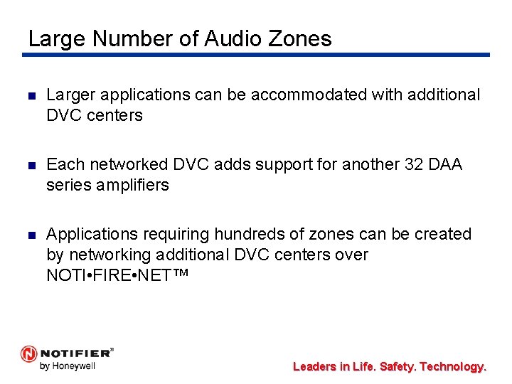 Large Number of Audio Zones n Larger applications can be accommodated with additional DVC