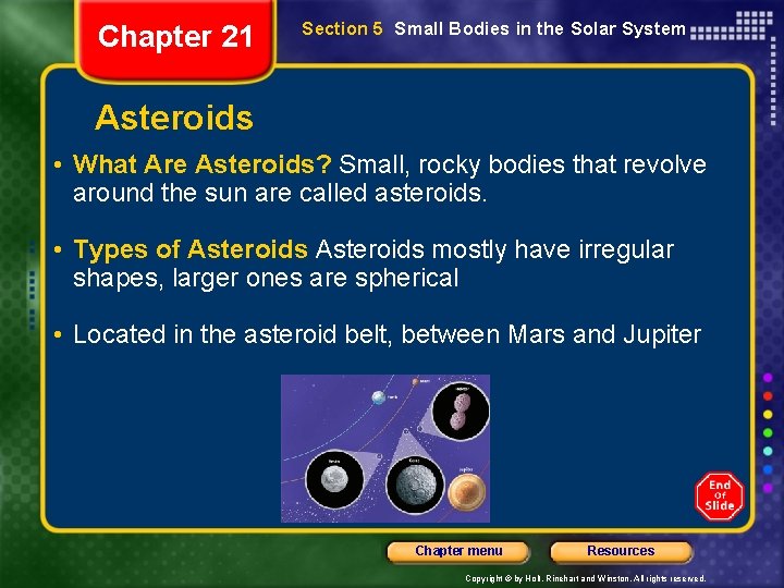 Chapter 21 Section 5 Small Bodies in the Solar System Asteroids • What Are