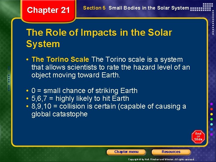 Chapter 21 Section 5 Small Bodies in the Solar System The Role of Impacts