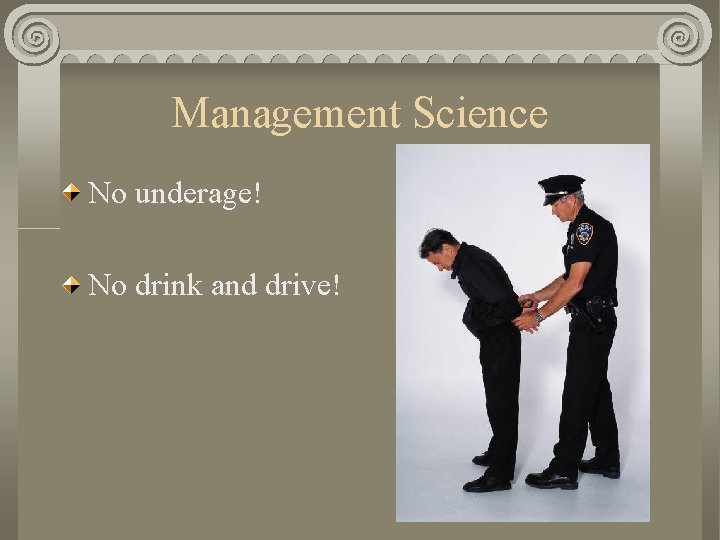 Management Science No underage! No drink and drive! 