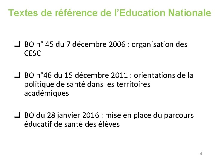 Textes de référence de l’Education Nationale q BO n° 45 du 7 décembre 2006