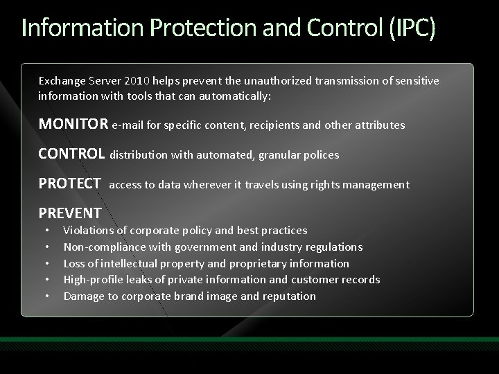 Exchange Server 2010 Information Protection and Control Ilse