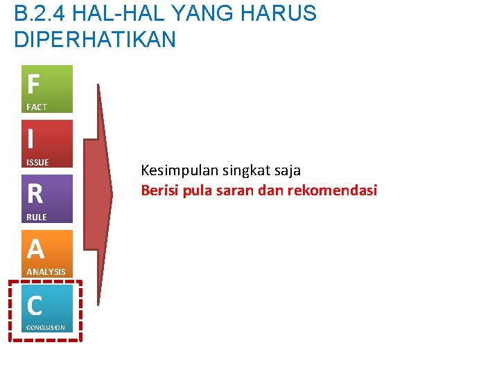 B. 2. 4 HAL-HAL YANG HARUS DIPERHATIKAN F FACT I ISSUE R RULE A