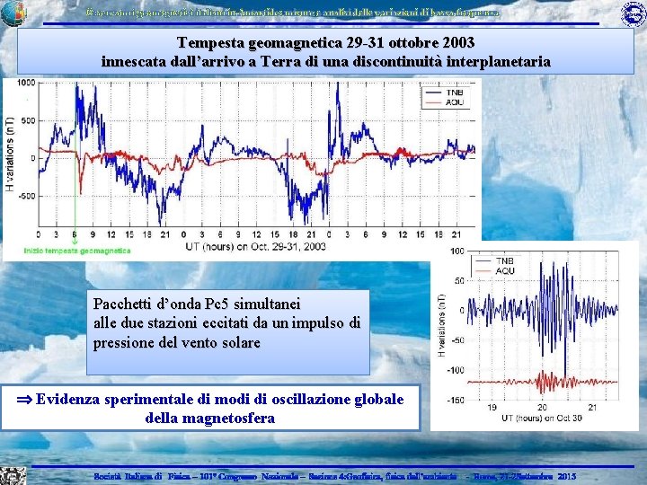 Osservatori geomagnetici italiani in Antartide: misure e analisi delle variazioni di bassa frequenza Tempesta