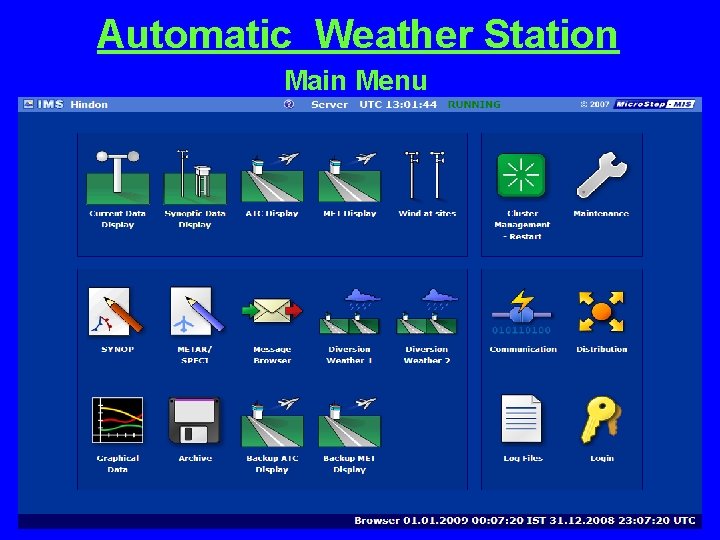 Automatic Weather Station Main Menu 