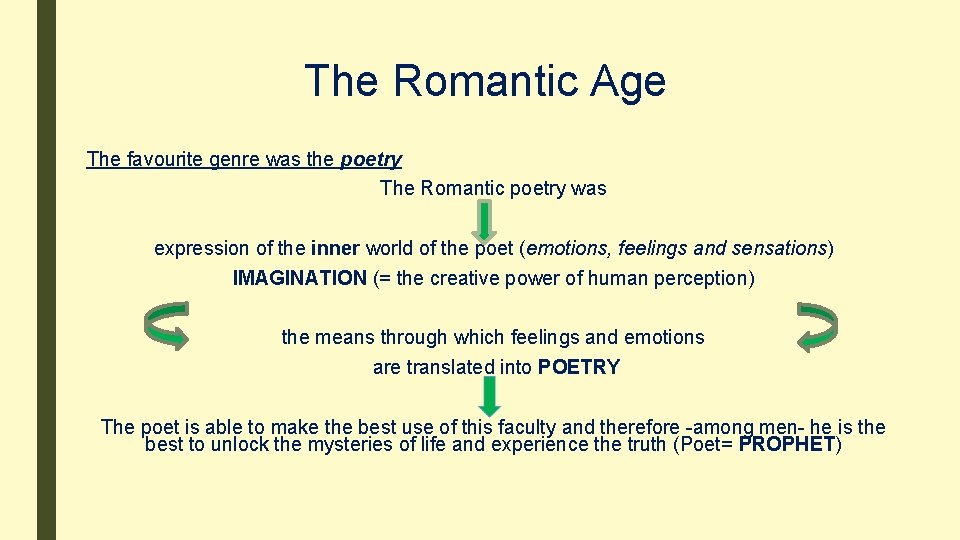 The Romantic Age The favourite genre was the poetry The Romantic poetry was expression