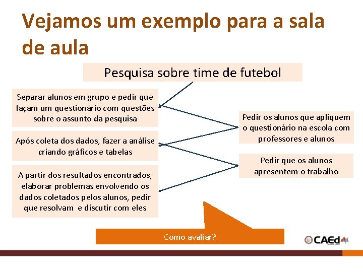 Vejamos um exemplo para a sala de aula Pesquisa sobre time de futebol Separar Vejamos um exemplo para a sala de aula Pesquisa sobre time de futebol Separar
