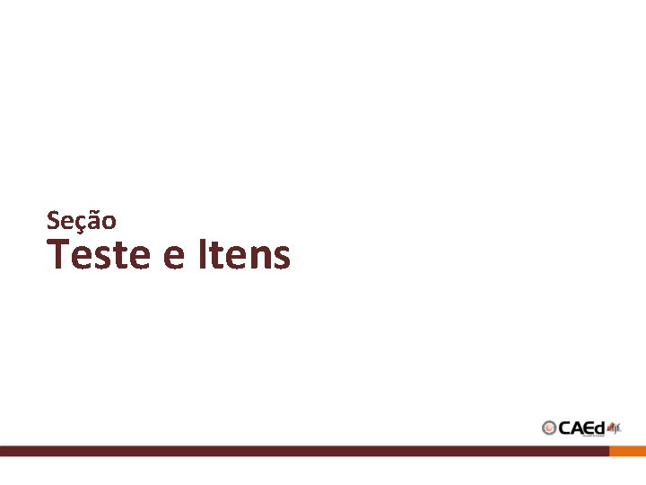 Seção Teste e Itens Seção Teste e Itens