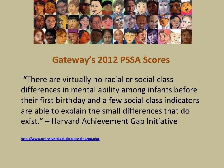 Gateway’s 2012 PSSA Scores “There are virtually no racial or social class differences in