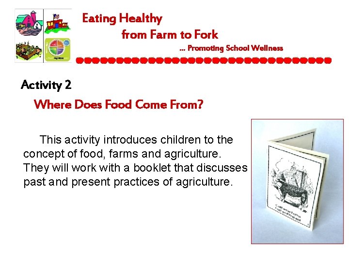 Eating Healthy from Farm to Fork … Promoting School Wellness Activity 2 Where Does