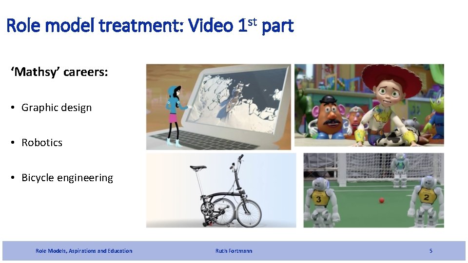Role model treatment: Video 1 st part ‘Mathsy’ careers: • Graphic design • Robotics