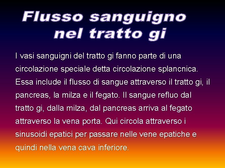 I vasi sanguigni del tratto gi fanno parte di una circolazione speciale detta circolazione