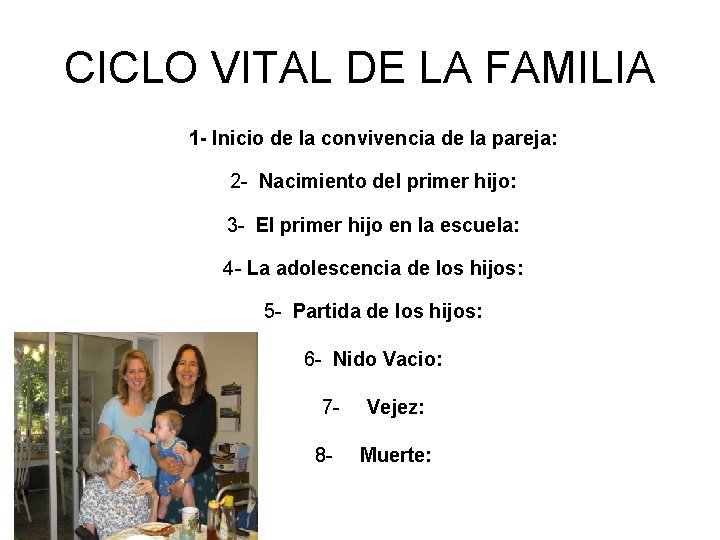 CICLO VITAL DE LA FAMILIA 1 - Inicio de la convivencia de la pareja: