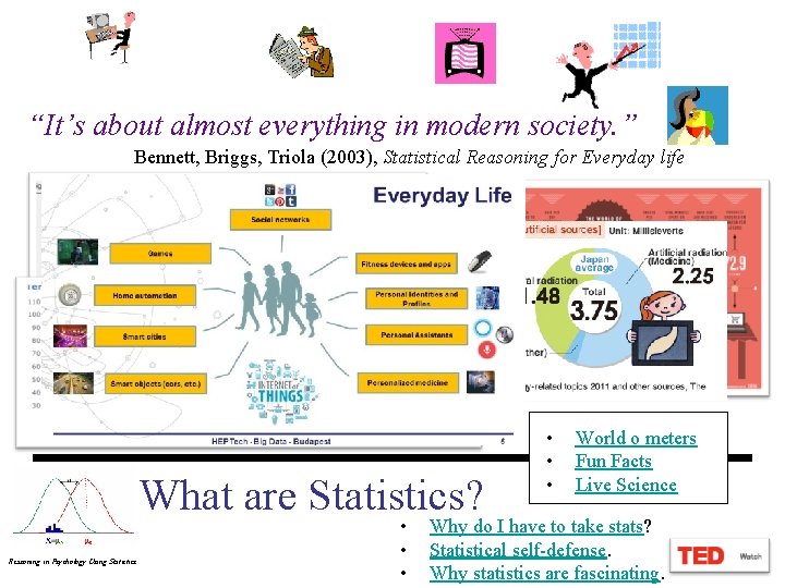 “It’s about almost everything in modern society. ” Bennett, Briggs, Triola (2003), Statistical Reasoning