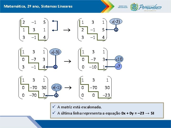 Matemática, 2º ano, Sistemas Lineares 2 – 1 5 1 3 – 1 4