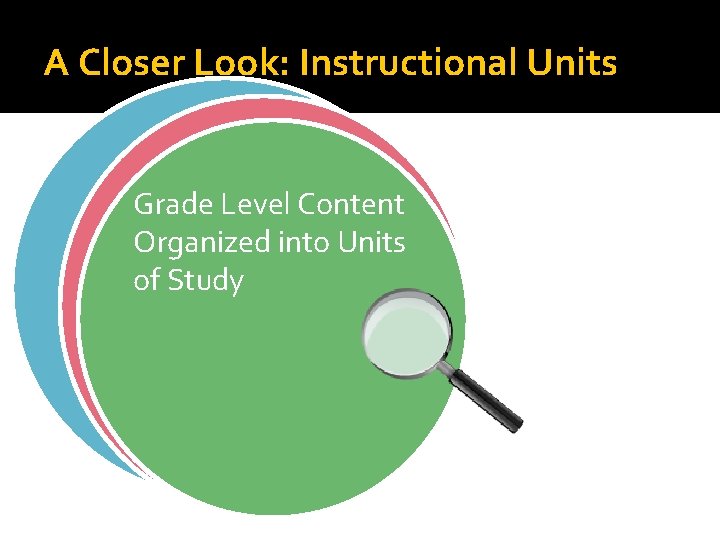 A Closer Look: Instructional Units Grade Level Content Organized into Units of Study Standards