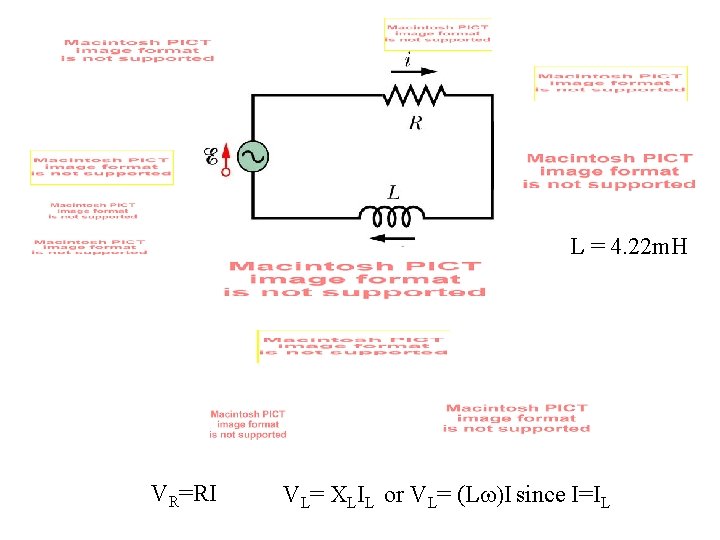 L = 4. 22 m. H VR=RI VL= XLIL or VL= (Lw)I since I=IL