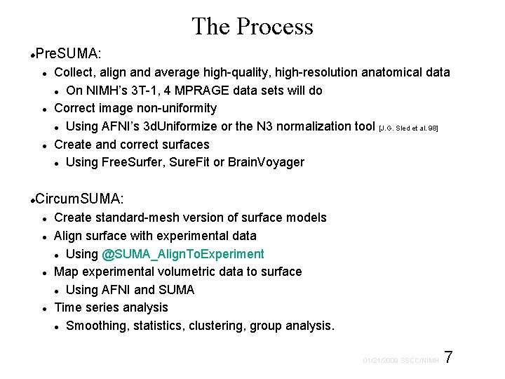 The Process Pre. SUMA: Collect, align and average high-quality, high-resolution anatomical data On NIMH’s