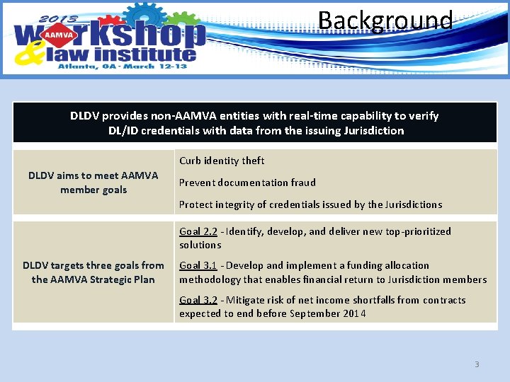 Background DLDV provides non-AAMVA entities with real-time capability to verify DL/ID credentials with data
