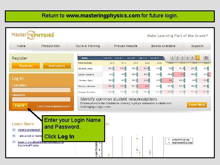 Return to www. masteringphysics. com for future login. Enter your Login Name and Password.