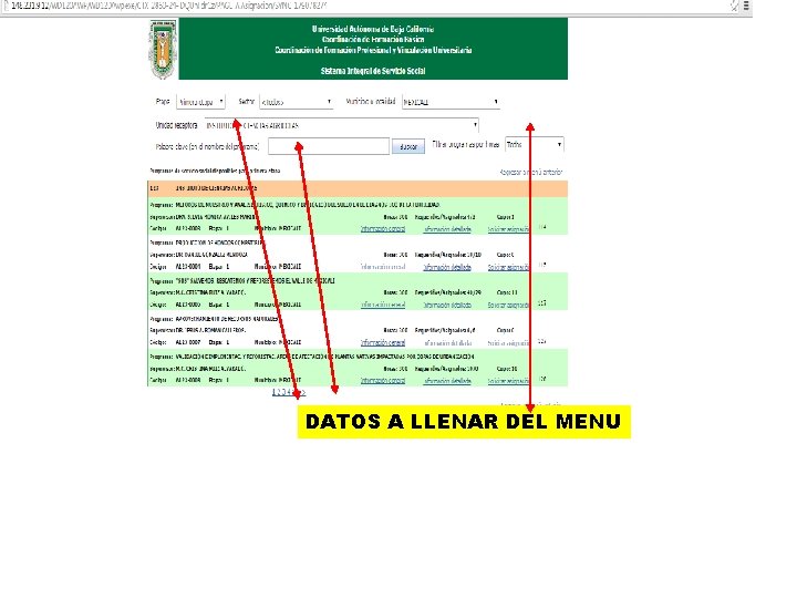 DATOS A LLENAR DEL MENU 