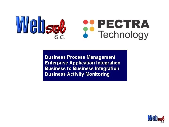 Business Process Management Enterprise Application Integration Business to Business Integration Business Activity Monitoring 