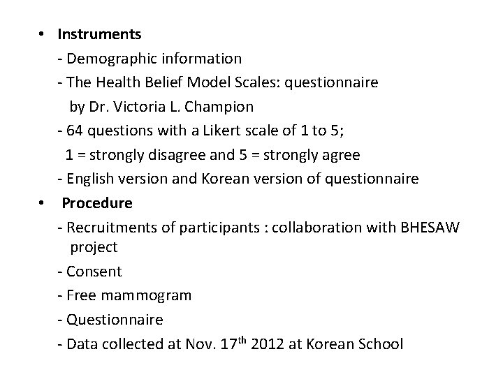 Health Beliefs And Breast Cancer Screening Among Korea