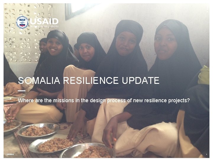 A. Shaw SOMALIA RESILIENCE UPDATE Where are the missions in the design process of