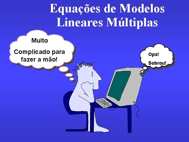 Equações de Modelos Lineares Múltiplas Muito Complicado para fazer a mão! Ops! Sobrou! 