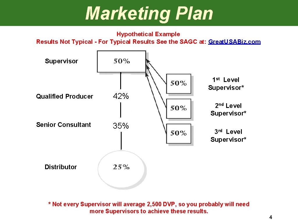 Marketing Plan Hypothetical Example Results Not Typical - For Typical Results See the SAGC