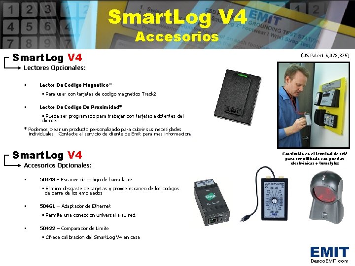 Smart. Log V 4 Accesorios Smart. Log V 4 (US Patent 6, 078, 875)