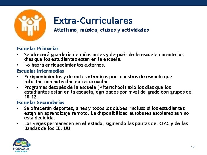 Extra-Curriculares Atletismo, música, clubes y actividades Escuelas Primarias • Se ofrecerá guardería de niños