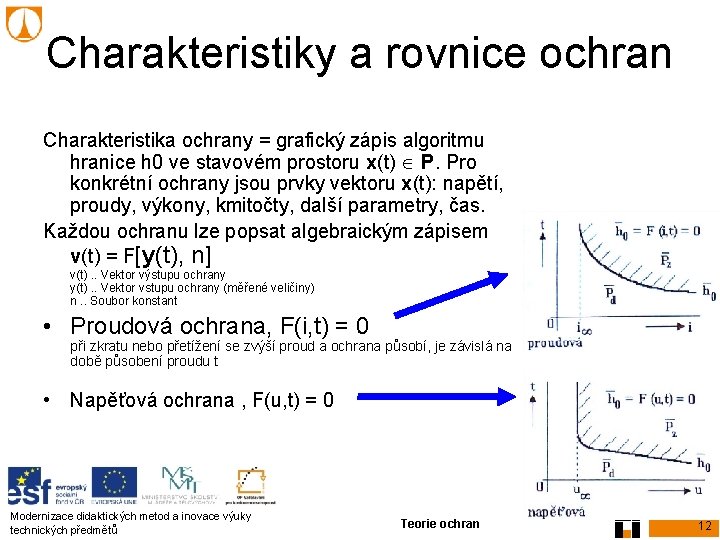 Charakteristiky a rovnice ochran Charakteristika ochrany = grafický zápis algoritmu hranice h 0 ve Charakteristiky a rovnice ochran Charakteristika ochrany = grafický zápis algoritmu hranice h 0 ve