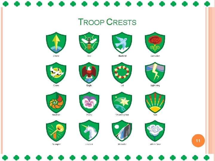 TROOP CRESTS 11 1 1 