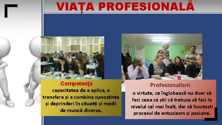 VIAȚA PROFESIONALĂ Competență capacitatea de a aplica, a transfera și a combina cunoștințe și