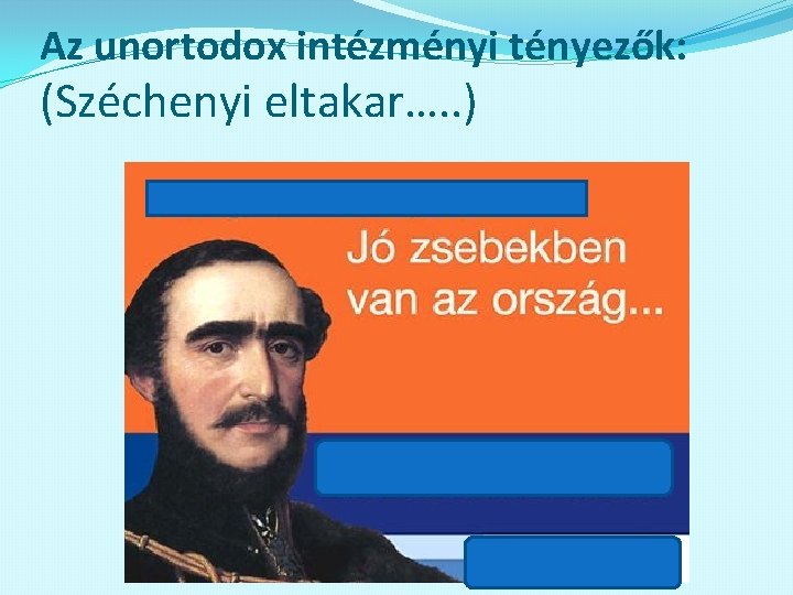 Az unortodox intézményi tényezők: (Széchenyi eltakar…. . ) 