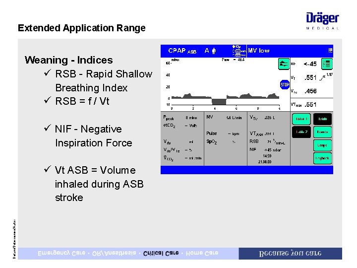 Extended Application Range Weaning - Indices ü RSB - Rapid Shallow Breathing Index ü