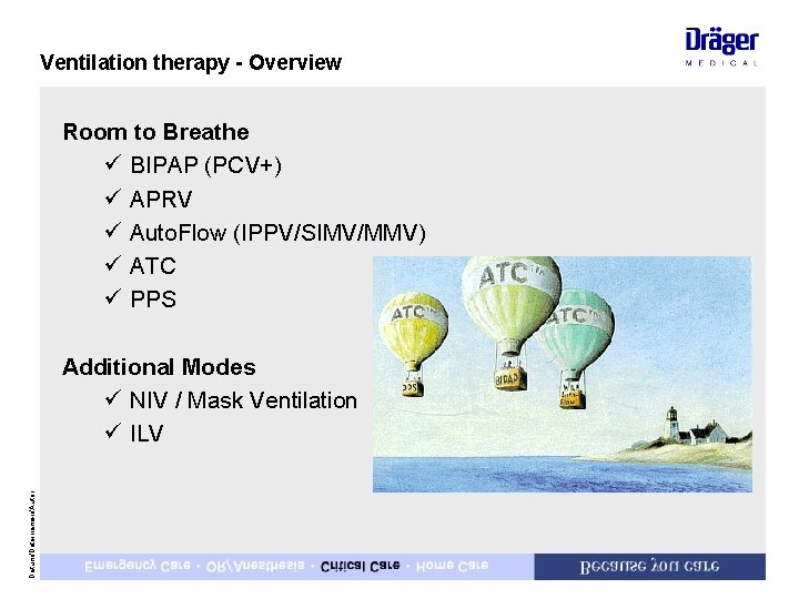 Ventilation therapy - Overview Room to Breathe ü BIPAP (PCV+) ü APRV ü Auto.