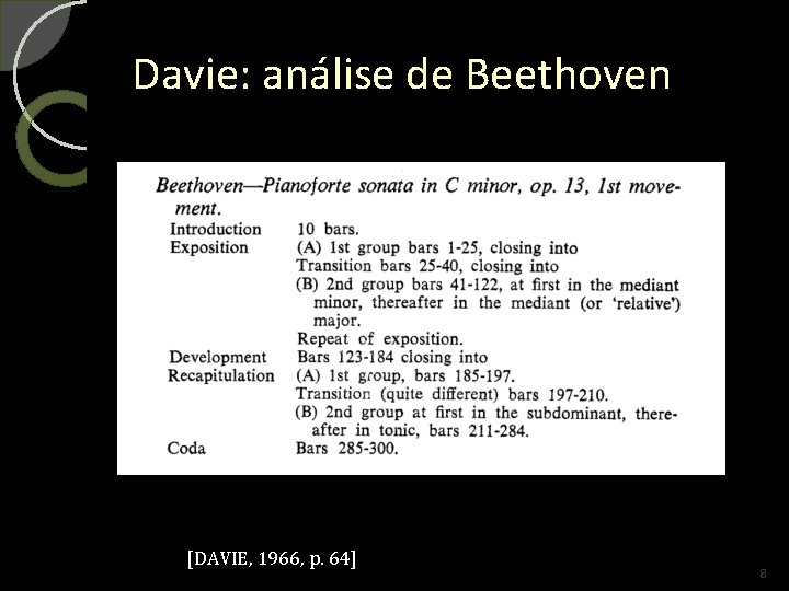 Davie: análise de Beethoven [DAVIE, 1966, p. 64] 8 
