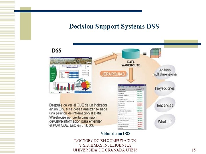 Decision Support Systems DSS Visión de un DSS DOCTORADO EN COMPUTACION Y SISTEMAS INTELIGENTES
