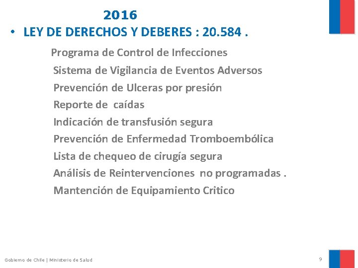 2016 • LEY DE DERECHOS Y DEBERES : 20. 584. Programa de Control de