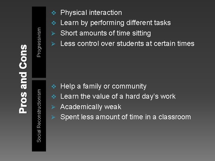 Physical interaction v Learn by performing different tasks Ø Short amounts of time sitting