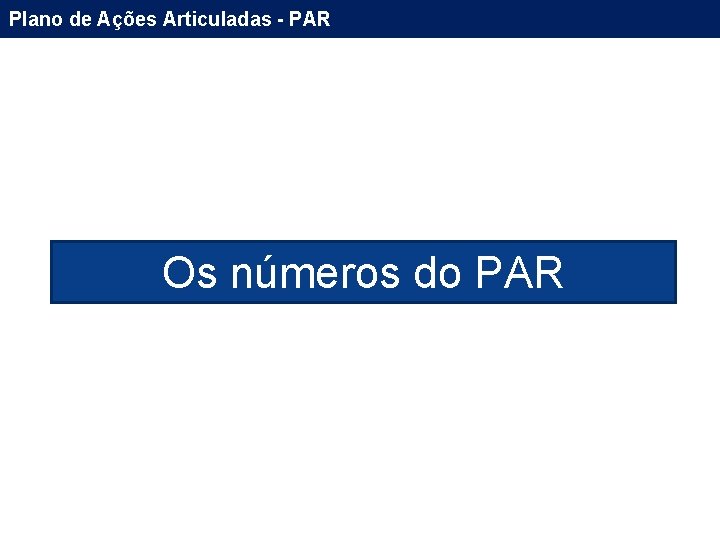 Plano de Ações Articuladas - PAR Os números do PAR 