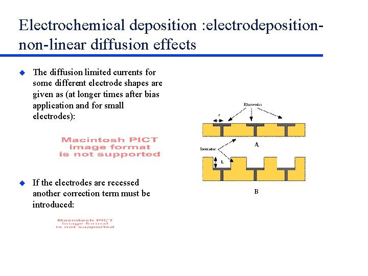 Electrochemical deposition : electrodepositionnon-linear diffusion effects The diffusion limited currents for some different electrode