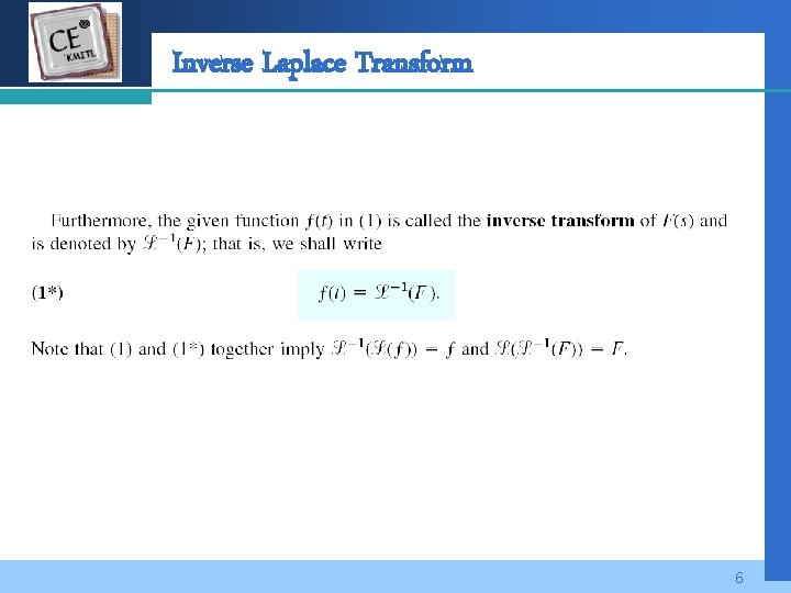 Company LOGO Inverse Laplace Transform 6 