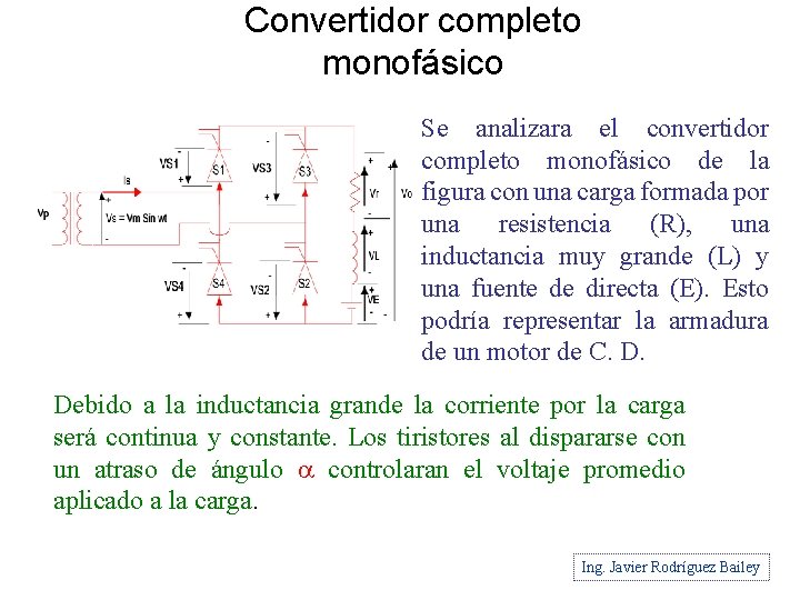 Convertidor completo monofásico Se analizara el convertidor completo monofásico de la figura con una