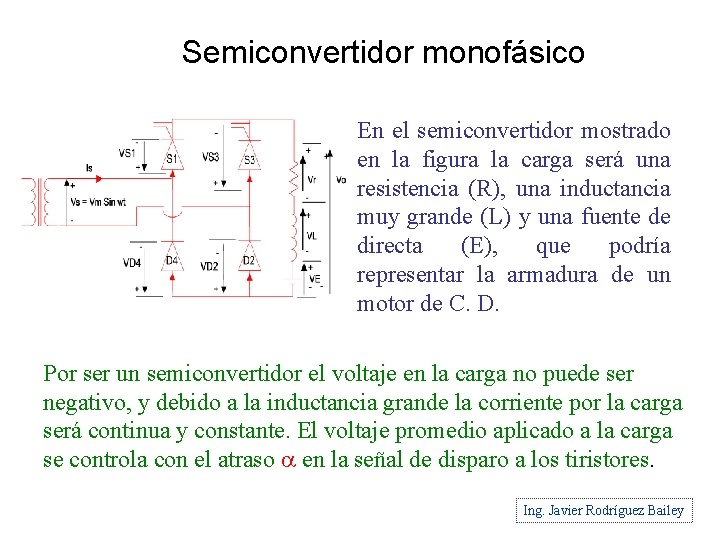 Semiconvertidor monofásico En el semiconvertidor mostrado en la figura la carga será una resistencia